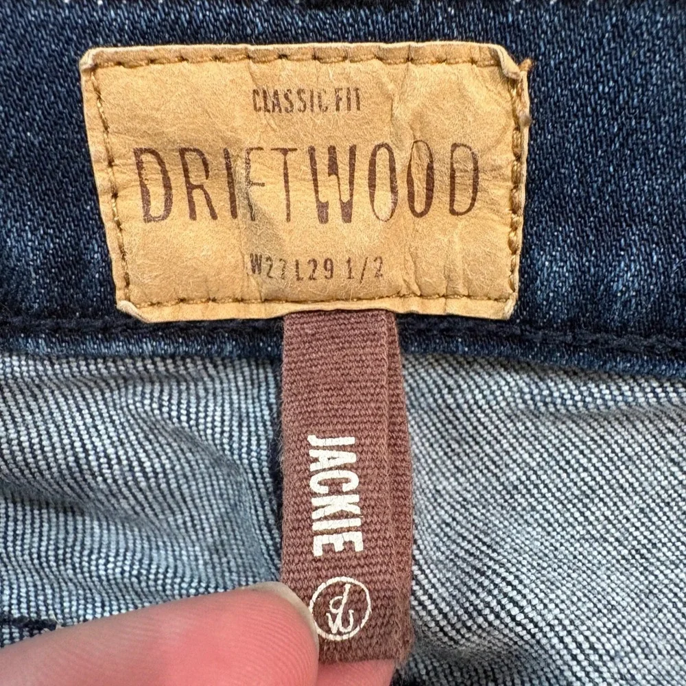 Driftwood Jackie Skinny Jeans Floral Embroidered Blue Cotton Blend Size 27‎